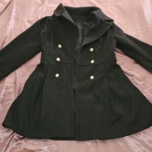 Women’s Black Double-Breasted Peacoat Jacket